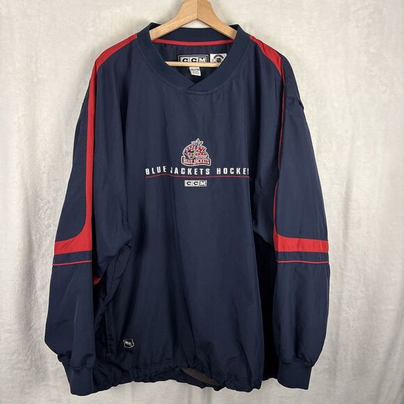 Vintage Columbus Blue Jackets CCM Center Ice Windbreaker Mens 2XL NHL Pullover - Picture 1 of 7